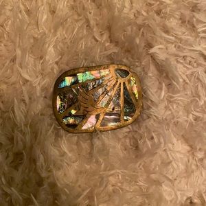 Vintage Brass and Abalone Belt Buckle